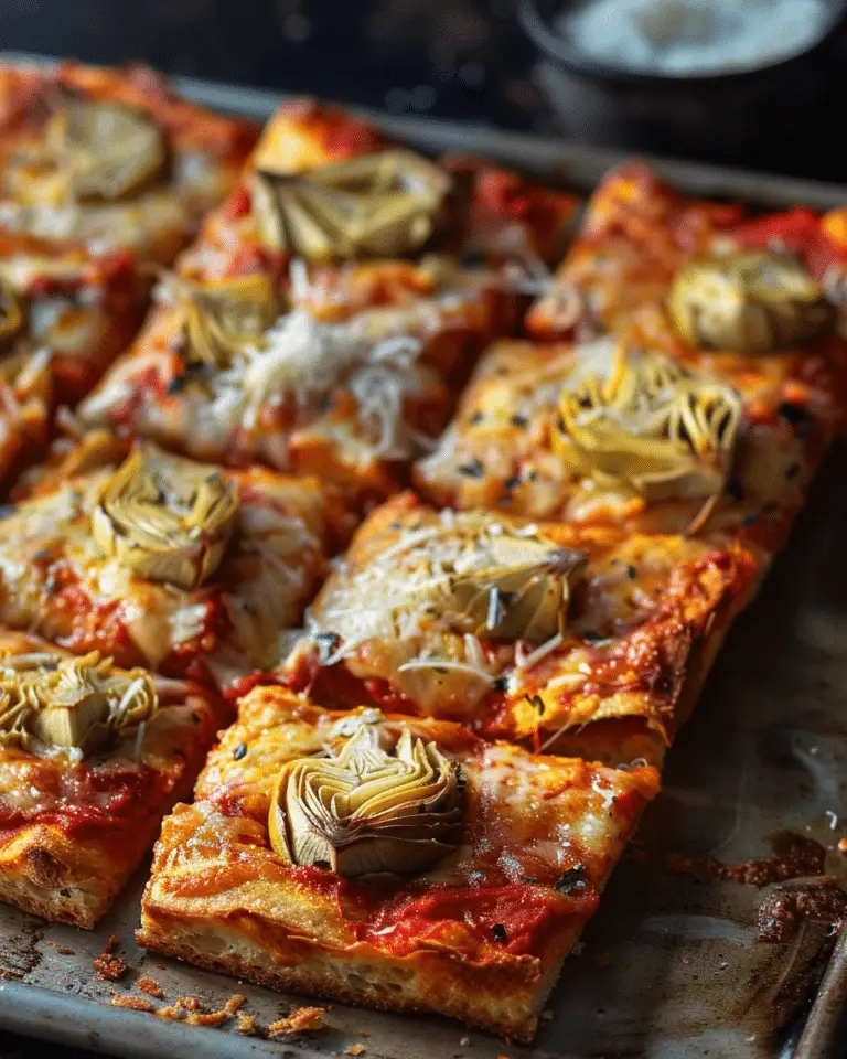 Detroit Style Pizza with Artichokes