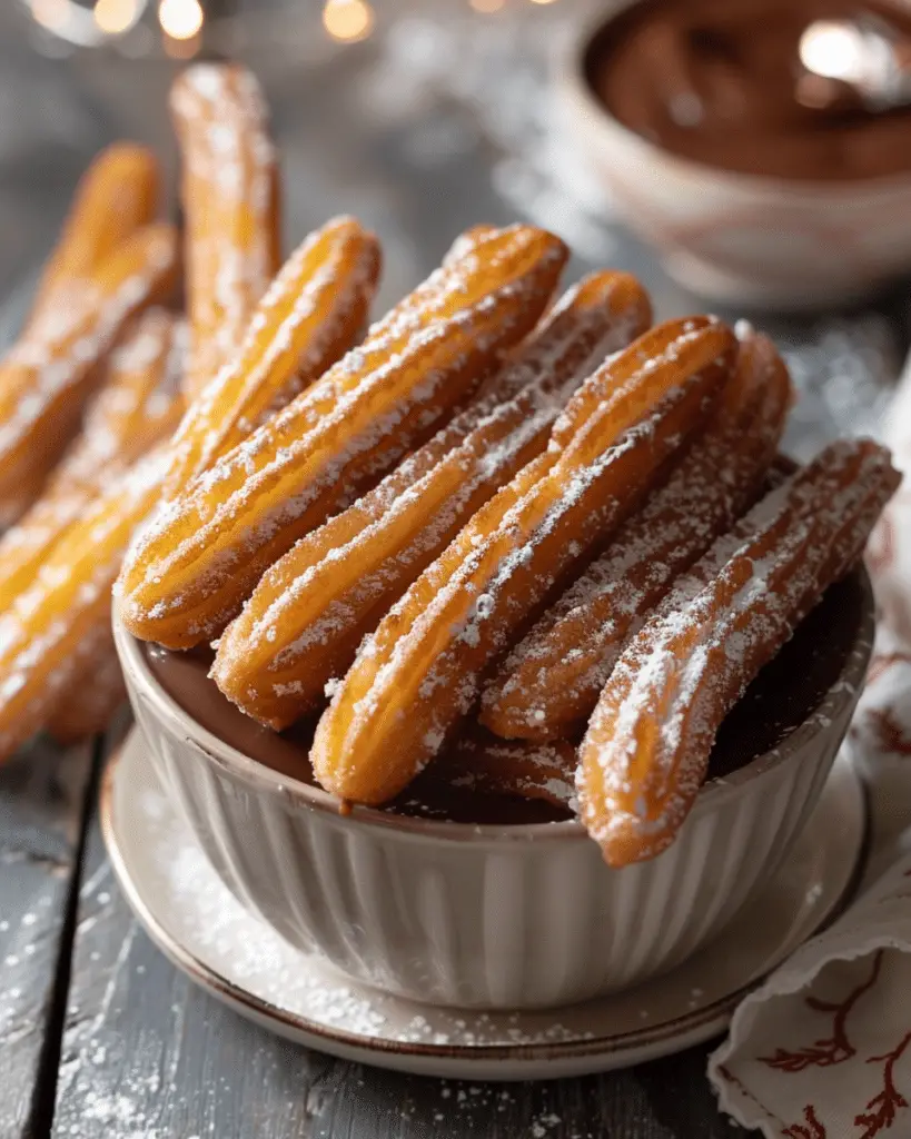 Air Fryer Churros with Hot Chocolate Dip